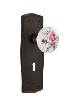 Nostalgic Warehouse 718824 - Nostalgic Warehouse Prairie Plate with Keyhole Privacy White Rose Porcelain Door Knob in Oil-Rubbe