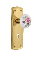 Nostalgic Warehouse 718825 - Nostalgic Warehouse Prairie Plate with Keyhole Privacy White Rose Porcelain Door Knob in Polished