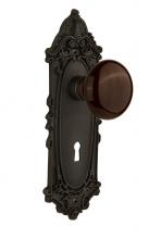 Nostalgic Warehouse 718861 - Nostalgic Warehouse Victorian Plate with Keyhole Privacy Brown Porcelain Door Knob in Oil-Rubbed B