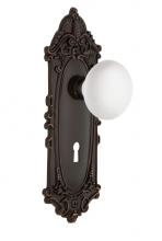 Nostalgic Warehouse 718979 - Nostalgic Warehouse Victorian Plate with Keyhole Privacy White Porcelain Door Knob in Timeless Bro