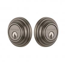 Nostalgic Warehouse 719113 - Nostalgic Warehouse Classic Rosette Double Cylinder Deadbolt in Antique Pewter