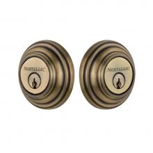 Nostalgic Warehouse 719119 - Nostalgic Warehouse Classic Rosette Double Cylinder Deadbolt in Antique Brass