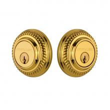 Nostalgic Warehouse 719212 - Nostalgic Warehouse Rope Rosette Double Cylinder Deadbolt in Polished Brass