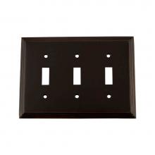 Nostalgic Warehouse 719664 - Nostalgic Warehouse Deco Switch Plate with Triple Toggle in Timeless Bronze
