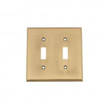 Nostalgic Warehouse 719699 - Nostalgic Warehouse New York Switch Plate with Double Toggle in Antique Brass