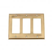 Nostalgic Warehouse 719703 - Nostalgic Warehouse New York Switch Plate with Triple Rocker in Antique Brass