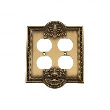 Nostalgic Warehouse 719717 - Nostalgic Warehouse Meadows Switch Plate with Double Outlet in Antique Brass