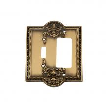 Nostalgic Warehouse 719718 - Nostalgic Warehouse Meadows Switch Plate with Toggle and Rocker in Antique Brass