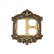 Nostalgic Warehouse 719732 - Nostalgic Warehouse Victorian Switch Plate with Rocker and Outlet in Antique Brass