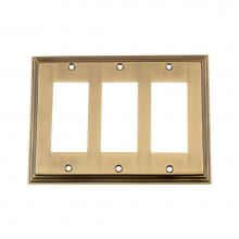 Nostalgic Warehouse 719739 - Nostalgic Warehouse Deco Switch Plate with Triple Rocker in Antique Brass