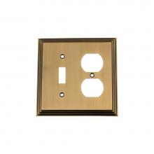 Nostalgic Warehouse 719743 - Nostalgic Warehouse Deco Switch Plate with Toggle and Outlet in Antique Brass