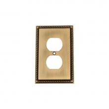Nostalgic Warehouse 719752 - Nostalgic Warehouse Rope Switch Plate with Outlet in Antique Brass
