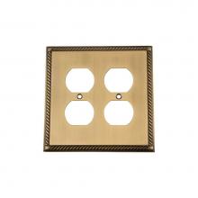 Nostalgic Warehouse 719753 - Nostalgic Warehouse Rope Switch Plate with Double Outlet in Antique Brass