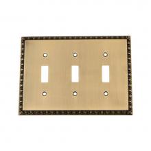 Nostalgic Warehouse 719760 - Nostalgic Warehouse Egg & Dart Switch Plate with Triple Toggle in Antique Brass