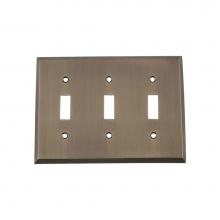 Nostalgic Warehouse 719772 - Nostalgic Warehouse New York Switch Plate with Triple Toggle in Antique Pewter