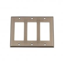 Nostalgic Warehouse 719775 - Nostalgic Warehouse New York Switch Plate with Triple Rocker in Antique Pewter