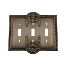 Nostalgic Warehouse 719784 - Nostalgic Warehouse Meadows Switch Plate with Triple Toggle in Antique Pewter