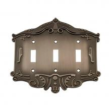 Nostalgic Warehouse 719796 - Nostalgic Warehouse Victorian Switch Plate with Triple Toggle in Antique Pewter
