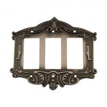 Nostalgic Warehouse 719799 - Nostalgic Warehouse Victorian Switch Plate with Triple Rocker in Antique Pewter