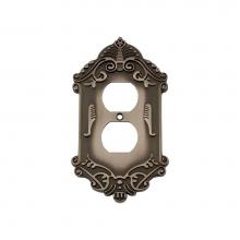 Nostalgic Warehouse 719800 - Nostalgic Warehouse Victorian Switch Plate with Outlet in Antique Pewter