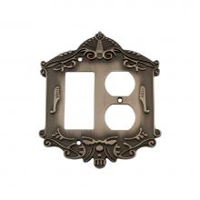 Nostalgic Warehouse 719804 - Nostalgic Warehouse Victorian Switch Plate with Rocker and Outlet in Antique Pewter