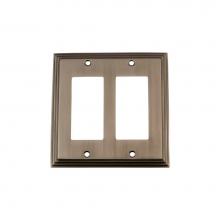 Nostalgic Warehouse 719810 - Nostalgic Warehouse Deco Switch Plate with Double Rocker in Antique Pewter