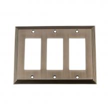 Nostalgic Warehouse 719811 - Nostalgic Warehouse Deco Switch Plate with Triple Rocker in Antique Pewter