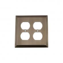 Nostalgic Warehouse 719813 - Nostalgic Warehouse Deco Switch Plate with Double Outlet in Antique Pewter