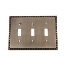 Nostalgic Warehouse 719832 - Nostalgic Warehouse Egg & Dart Switch Plate with Triple Toggle in Antique Pewter