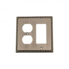 Nostalgic Warehouse 719840 - Nostalgic Warehouse Egg & Dart Switch Plate with Rocker and Outlet in Antique Pewter