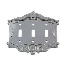 Nostalgic Warehouse 719868 - Nostalgic Warehouse Victorian Switch Plate with Triple Toggle in Bright Chrome