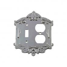 Nostalgic Warehouse 719875 - Nostalgic Warehouse Victorian Switch Plate with Toggle and Outlet in Bright Chrome