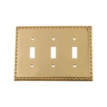 Nostalgic Warehouse 719976 - Nostalgic Warehouse Egg & Dart Switch Plate with Triple Toggle in Polished Brass