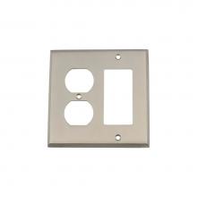 Nostalgic Warehouse 719996 - Nostalgic Warehouse New York Switch Plate with Rocker and Outlet in Satin Nickel
