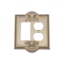 Nostalgic Warehouse 720008 - Nostalgic Warehouse Meadows Switch Plate with Rocker and Outlet in Satin Nickel