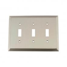 Nostalgic Warehouse 720024 - Nostalgic Warehouse Deco Switch Plate with Triple Toggle in Satin Nickel