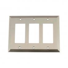 Nostalgic Warehouse 720027 - Nostalgic Warehouse Deco Switch Plate with Triple Rocker in Satin Nickel