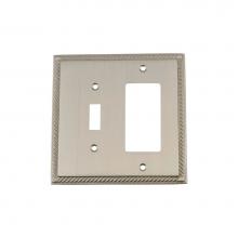 Nostalgic Warehouse 720042 - Nostalgic Warehouse Rope Switch Plate with Toggle and Rocker in Satin Nickel