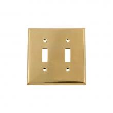 Nostalgic Warehouse 720059 - Nostalgic Warehouse New York Switch Plate with Double Toggle in Unlacquered Brass