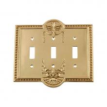 Nostalgic Warehouse 720072 - Nostalgic Warehouse Meadows Switch Plate with Triple Toggle in Unlacquered Brass