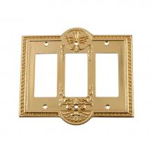 Nostalgic Warehouse 720075 - Nostalgic Warehouse Meadows Switch Plate with Triple Rocker in Unlacquered Brass
