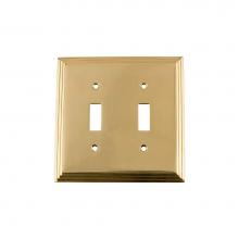 Nostalgic Warehouse 720095 - Nostalgic Warehouse Deco Switch Plate with Double Toggle in Unlacquered Brass