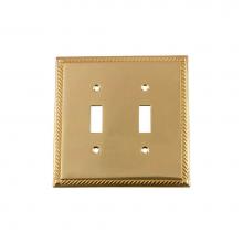Nostalgic Warehouse 720107 - Nostalgic Warehouse Rope Switch Plate with Double Toggle in Unlacquered Brass