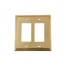 Nostalgic Warehouse 720110 - Nostalgic Warehouse Rope Switch Plate with Double Rocker in Unlacquered Brass