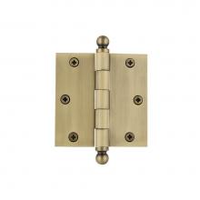 Nostalgic Warehouse 728345 - Nostalgic Warehouse 3.5'' Ball Tip Residential Hinge with Square Corners in Antique Bras