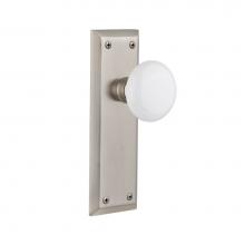 Nostalgic Warehouse 733105 - Nostalgic Warehouse New York Plate Passage White Porcelain Door Knob in Satin Nickel