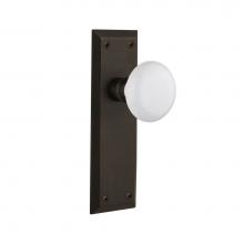 Nostalgic Warehouse 733133 - Nostalgic Warehouse New York Plate Privacy White Porcelain Door Knob in Oil-Rubbed Bronze