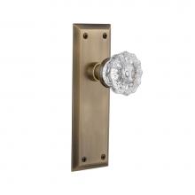 Nostalgic Warehouse 733136 - Nostalgic Warehouse New York Plate Single Dummy Crystal Glass Door Knob in Antique Brass