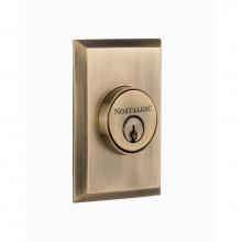 Nostalgic Warehouse 733283 - Nostalgic Warehouse New York Plate Double Cylinder Deadbolt in Antique Brass