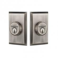 Nostalgic Warehouse 733284 - Nostalgic Warehouse New York Plate Double Cylinder Deadbolt in Antique Pewter